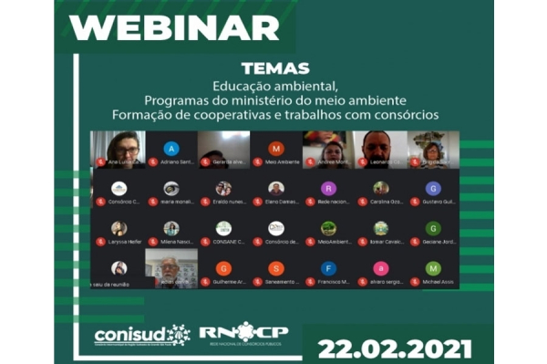 WEBINAR - EDUCA&Ccedil;&Atilde;O AMBIENTAL, PROGRAMAS DO MINIST&Eacute;RIO DO MEIO AMBIENTE, FORMA&Ccedil;&Atilde;O DE COOPERATIVAS E TRABALHOS COM CONS&Oacute;RCIOS.