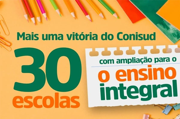 + 30 ESCOLAS EM PER&Iacute;ODO INTEGRAL